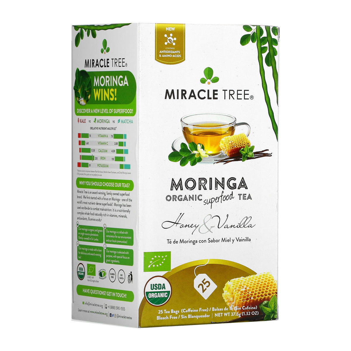 Organic Moringa Tea - Honey & Vanilla - Caffeine-Free Herbal Tea - Trending Wellness Store