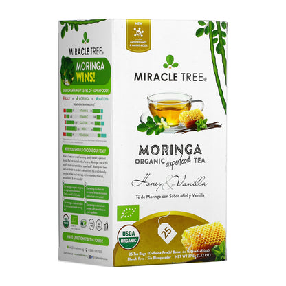 Organic Moringa Tea - Honey & Vanilla - Caffeine-Free Herbal Tea - Trending Wellness Store