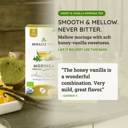 Organic Moringa Tea - Honey & Vanilla - Caffeine-Free Herbal Tea - Trending Wellness Store