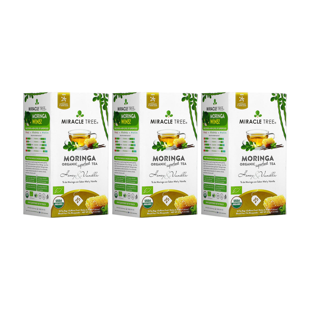 Organic Moringa Tea - Honey & Vanilla - Caffeine-Free Herbal Tea - Trending Wellness Store
