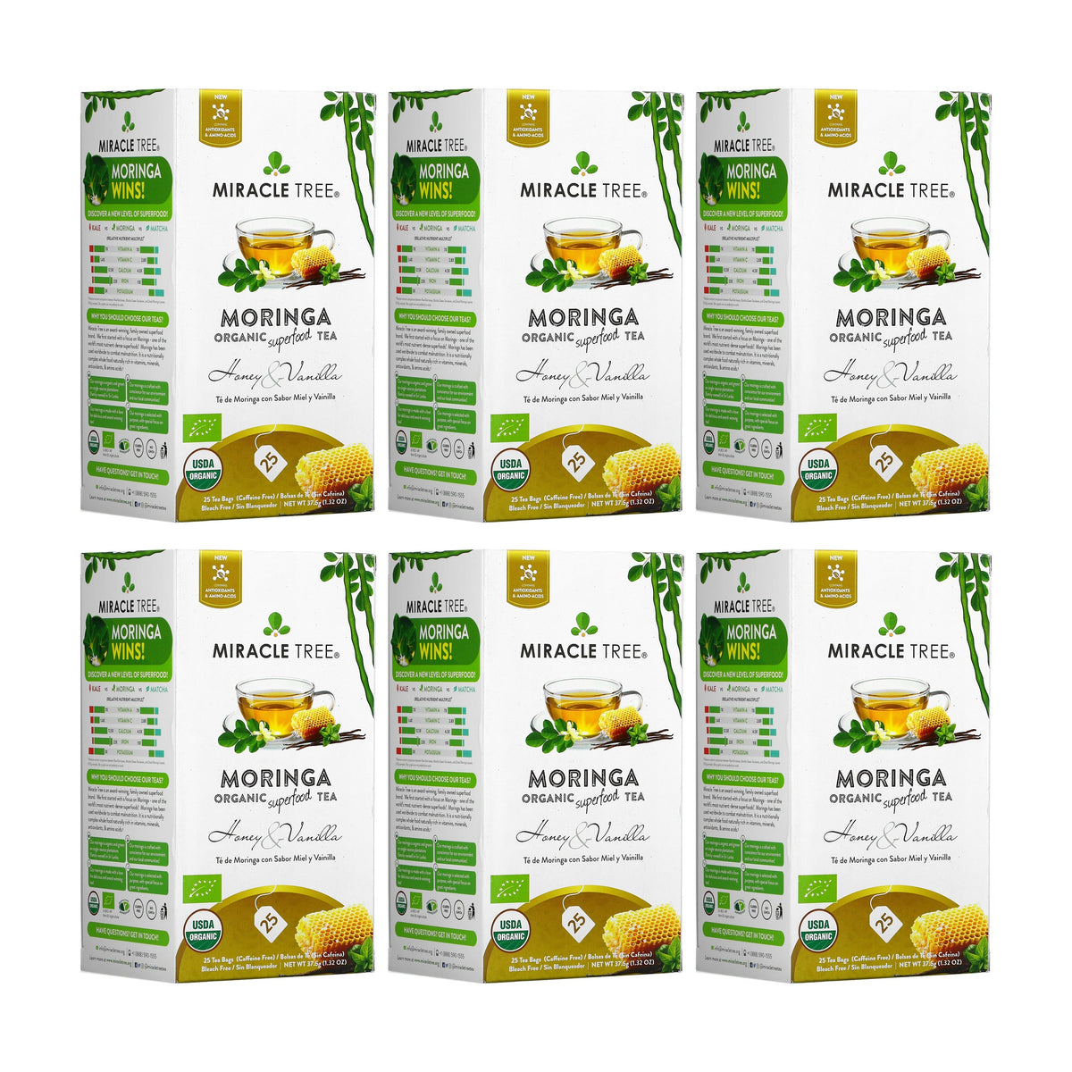 Organic Moringa Tea - Honey & Vanilla - Caffeine-Free Herbal Tea - Trending Wellness Store