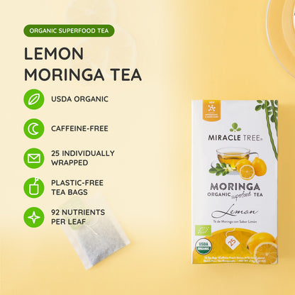 Organic Moringa Tea - Lemon - Caffeine-Free Herbal Tea - Trending Wellness Store