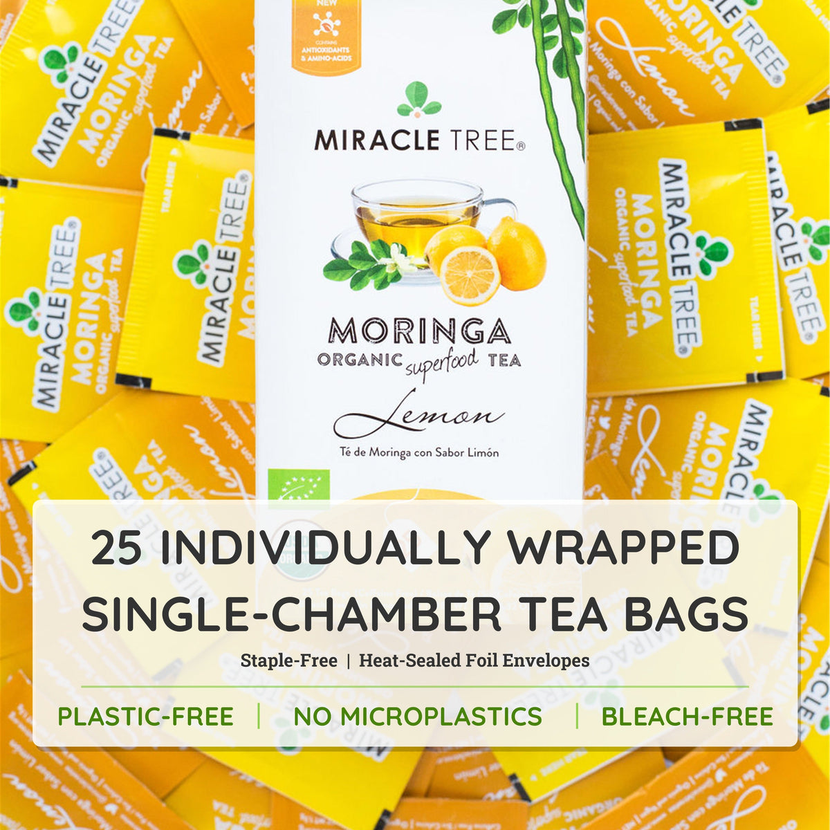 Organic Moringa Tea - Lemon - Caffeine-Free Herbal Tea - Trending Wellness Store