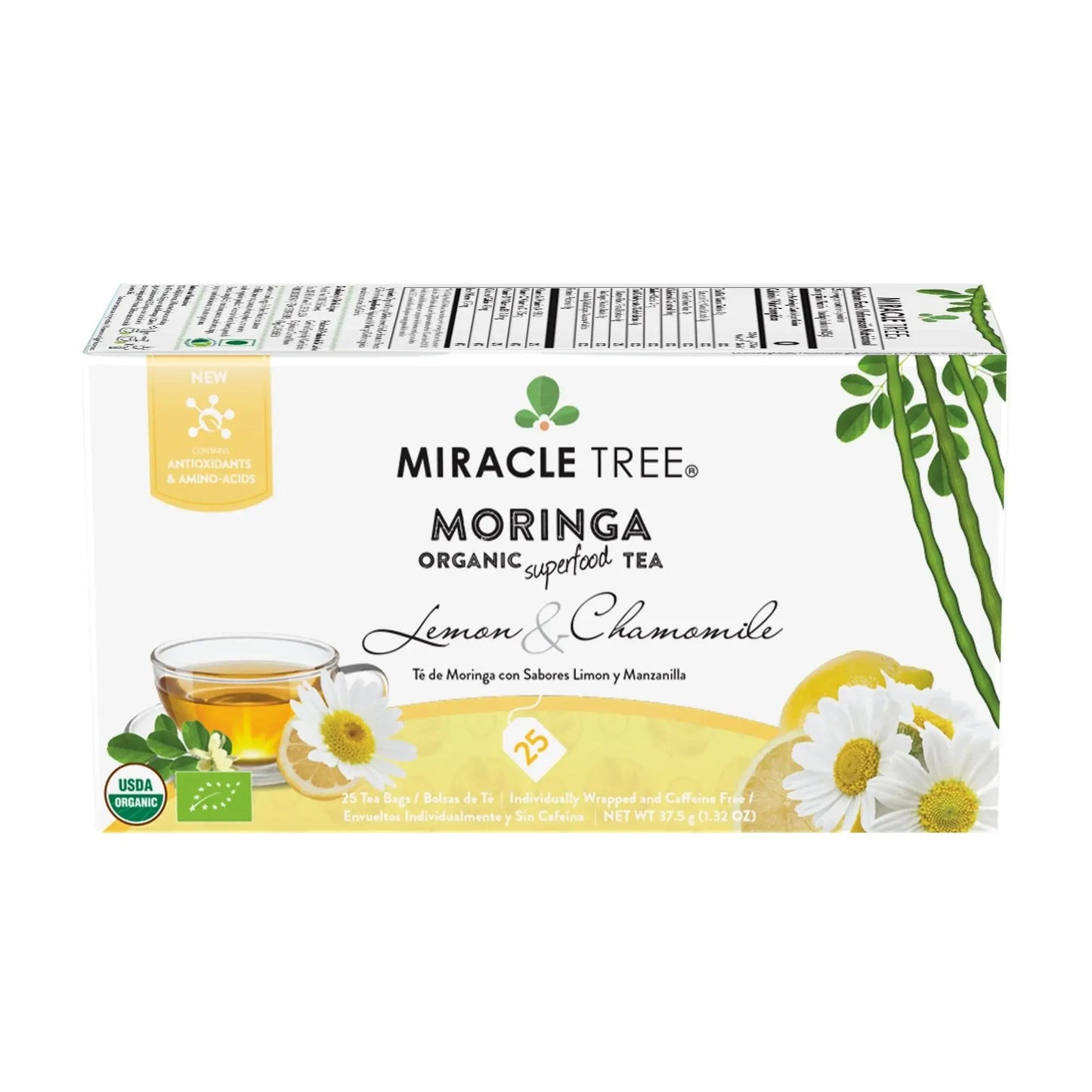 Organic Moringa Tea - Lemon & Chamomile - Caffeine-Free Herbal Tea - Trending Wellness Store