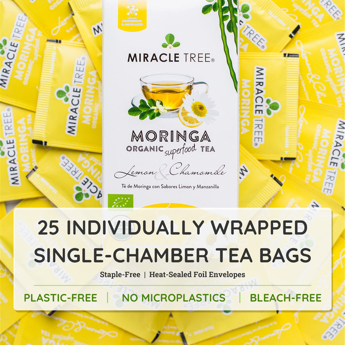 Organic Moringa Tea - Lemon & Chamomile - Caffeine-Free Herbal Tea - Trending Wellness Store