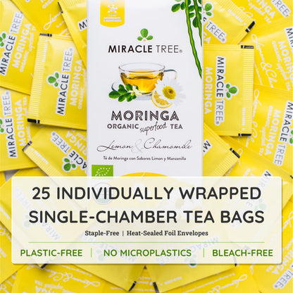 Organic Moringa Tea - Lemon & Chamomile - Caffeine-Free Herbal Tea - Trending Wellness Store