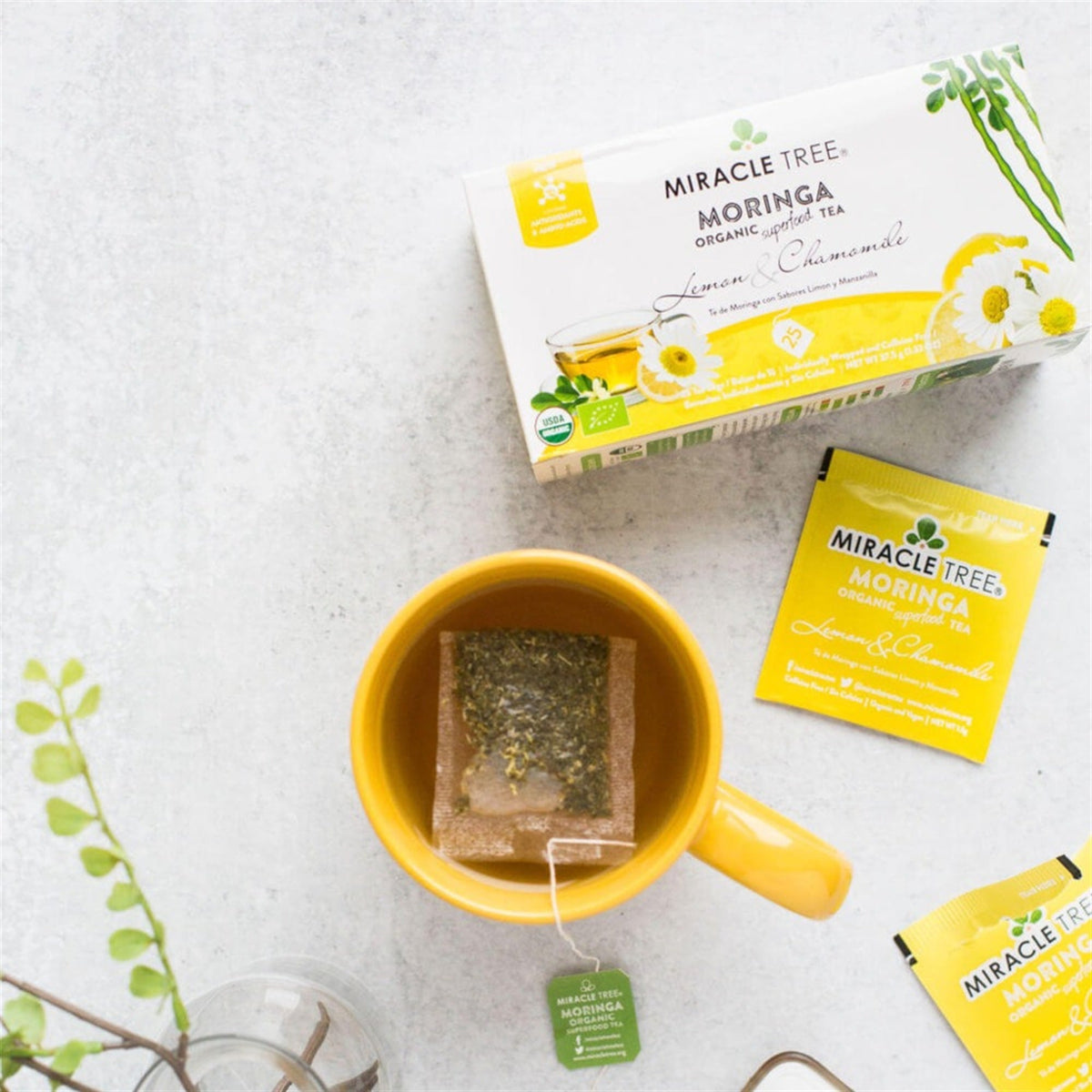Organic Moringa Tea - Lemon & Chamomile - Caffeine-Free Herbal Tea - Trending Wellness Store