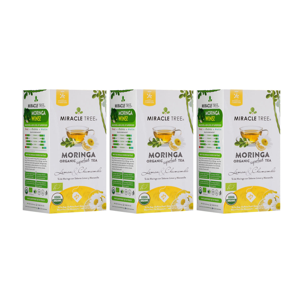 Organic Moringa Tea - Lemon & Chamomile - Caffeine-Free Herbal Tea - Trending Wellness Store