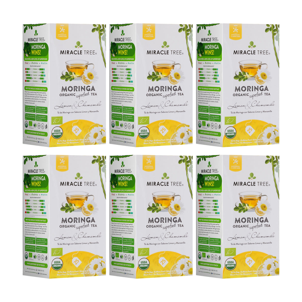 Organic Moringa Tea - Lemon & Chamomile - Caffeine-Free Herbal Tea - Trending Wellness Store