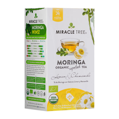 Organic Moringa Tea - Lemon & Chamomile - Caffeine-Free Herbal Tea - Trending Wellness Store
