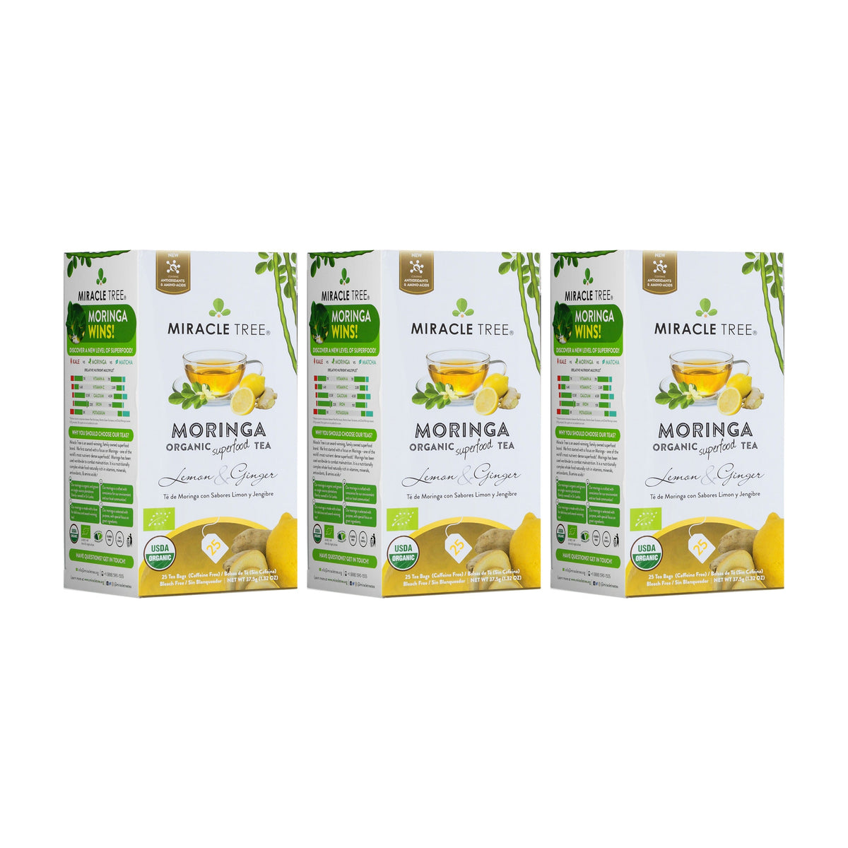 Organic Moringa Tea - Lemon & Ginger - Caffeine-Free Herbal Tea - Trending Wellness Store