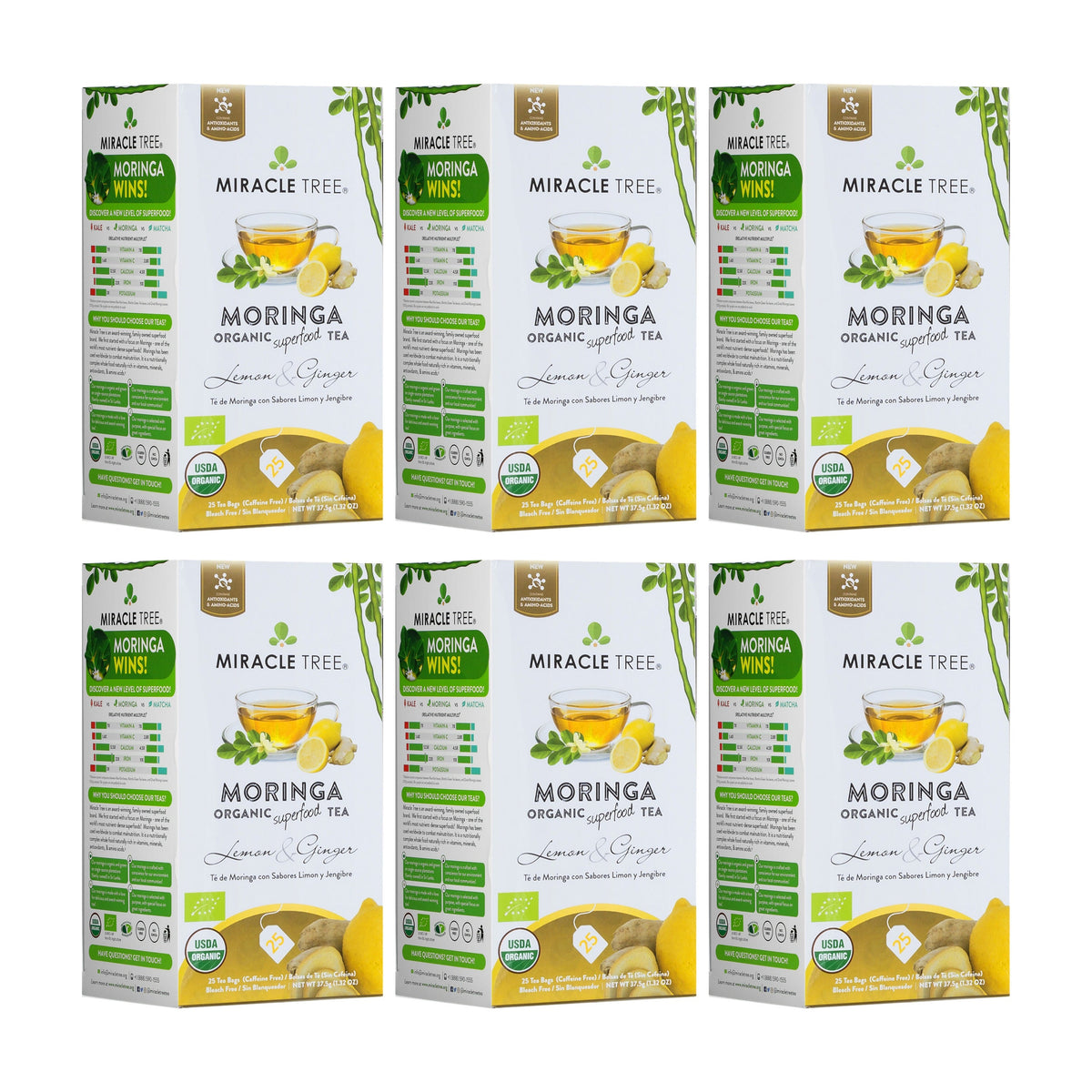 Organic Moringa Tea - Lemon & Ginger - Caffeine-Free Herbal Tea - Trending Wellness Store