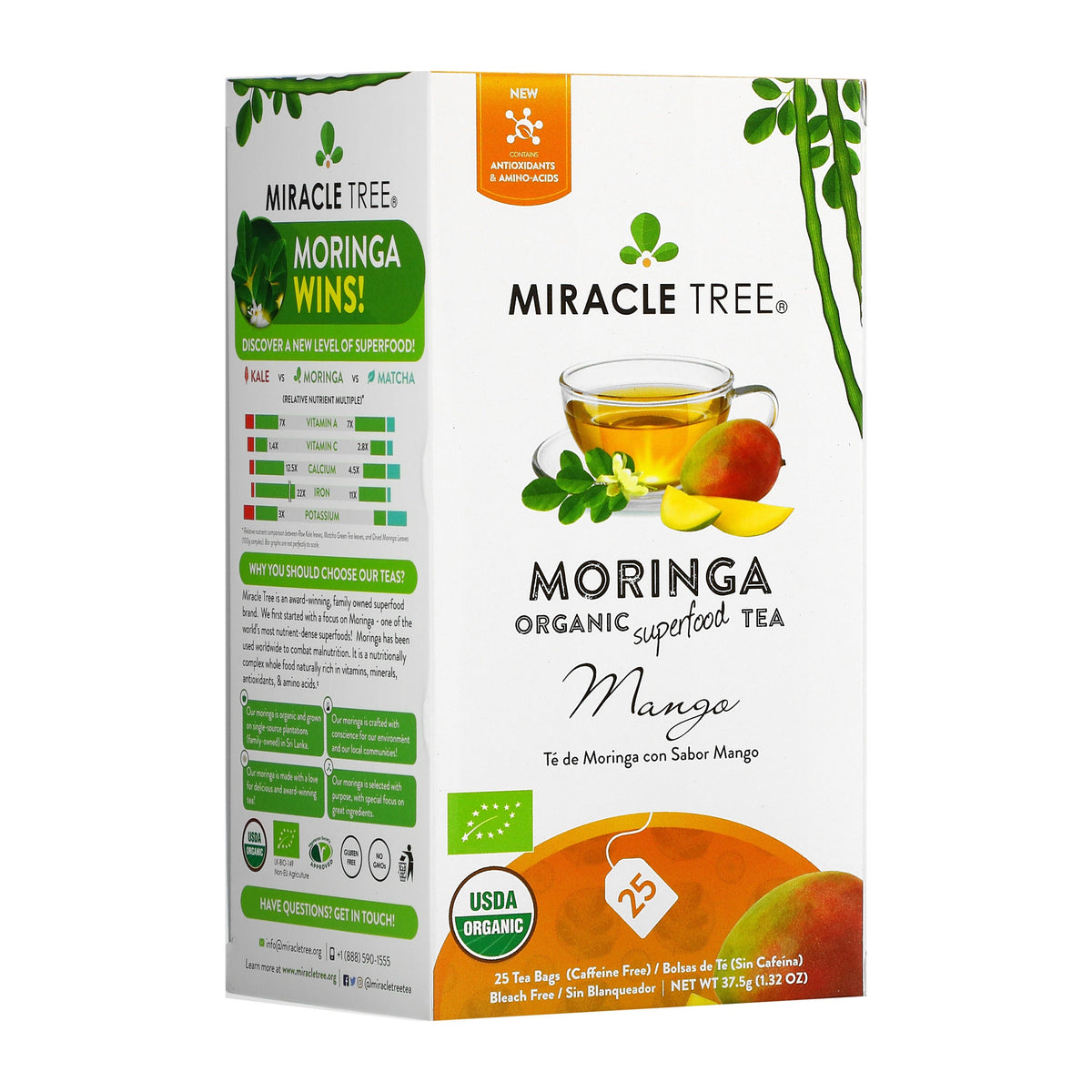 Organic Moringa Tea - Mango - Caffeine-Free Herbal Tea - Trending Wellness Store