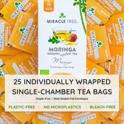 Organic Moringa Tea - Mango - Caffeine-Free Herbal Tea - Trending Wellness Store