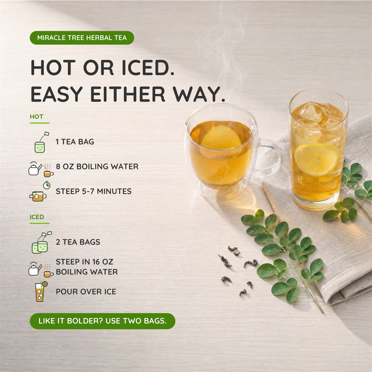 Organic Moringa Tea - Mango - Caffeine-Free Herbal Tea - Trending Wellness Store