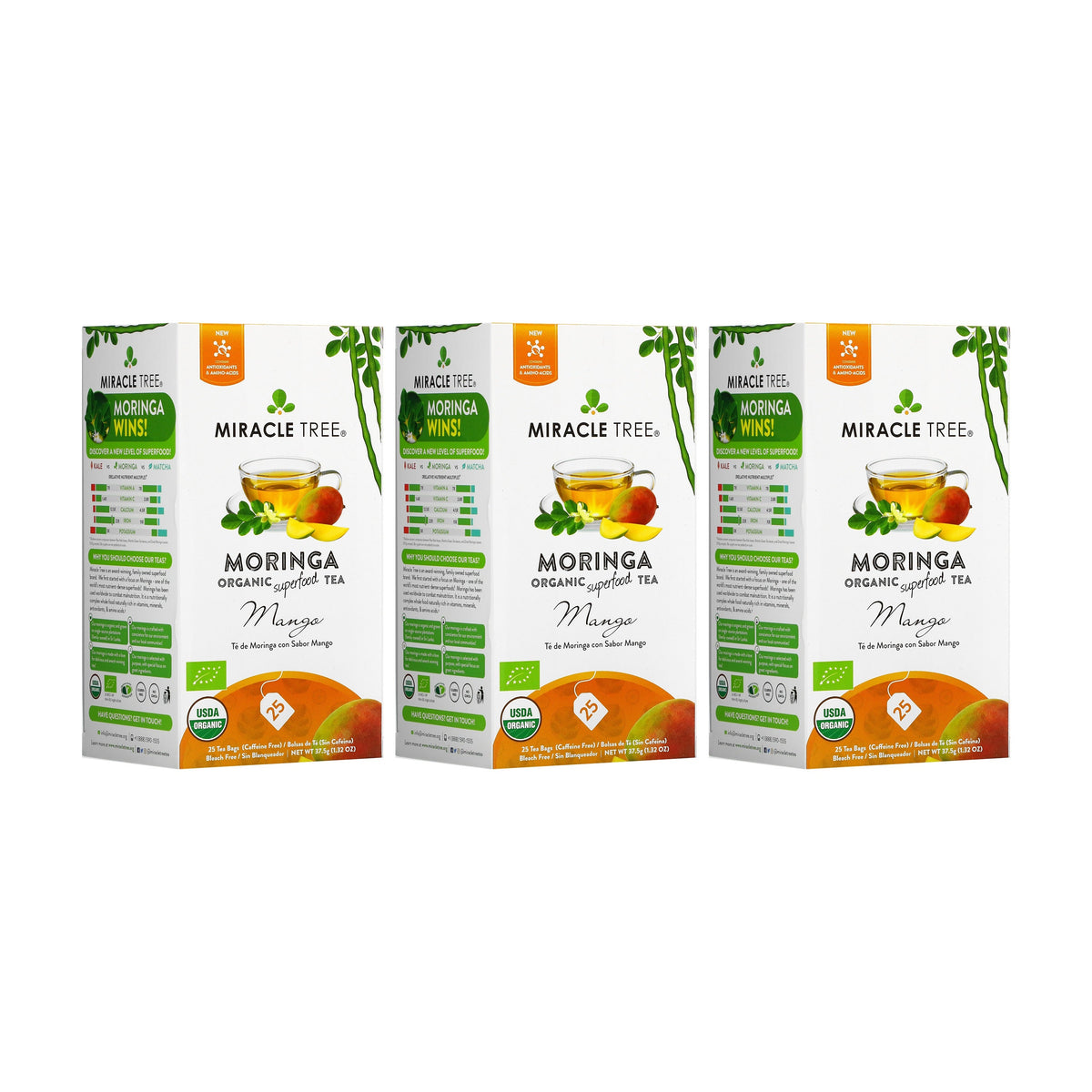 Organic Moringa Tea - Mango - Caffeine-Free Herbal Tea - Trending Wellness Store