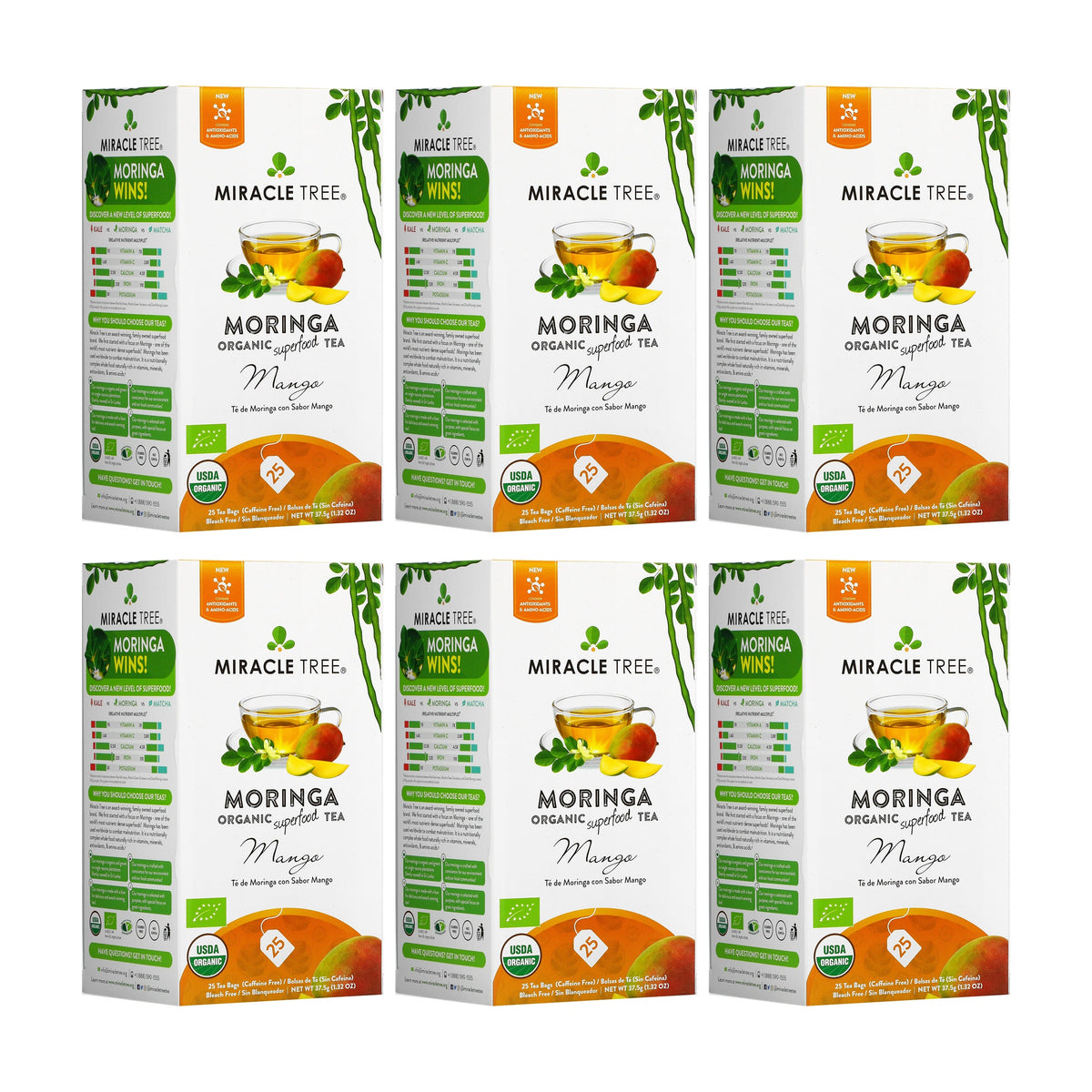 Organic Moringa Tea - Mango - Caffeine-Free Herbal Tea - Trending Wellness Store