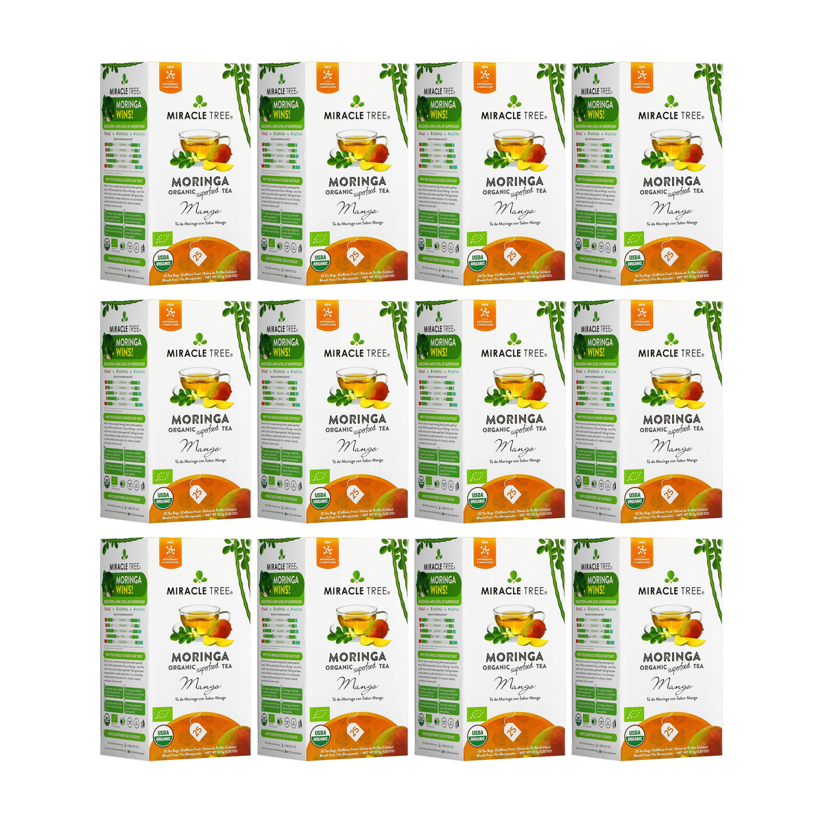 Organic Moringa Tea - Mango - Caffeine-Free Herbal Tea - Trending Wellness Store