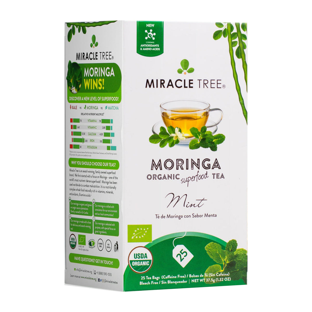 Organic Moringa Tea - Mint - Caffeine-Free Herbal Tea - Trending Wellness Store