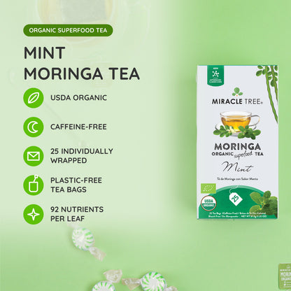 Organic Moringa Tea - Mint - Caffeine-Free Herbal Tea - Trending Wellness Store