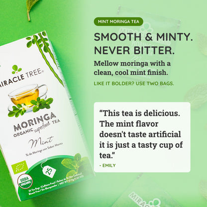 Organic Moringa Tea - Mint - Caffeine-Free Herbal Tea - Trending Wellness Store