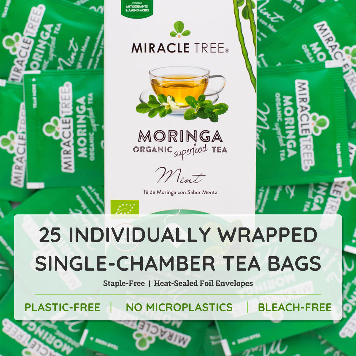 Organic Moringa Tea - Mint - Caffeine-Free Herbal Tea - Trending Wellness Store