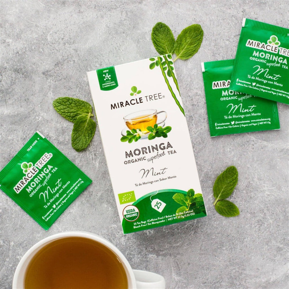 Organic Moringa Tea - Mint - Caffeine-Free Herbal Tea - Trending Wellness Store