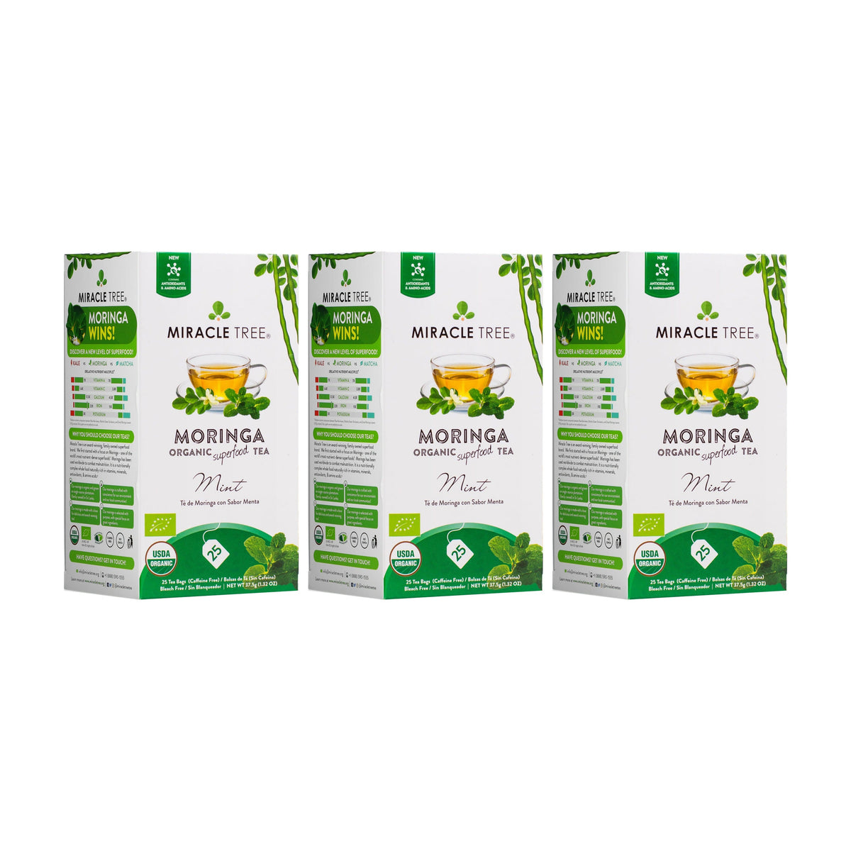 Organic Moringa Tea - Mint - Caffeine-Free Herbal Tea - Trending Wellness Store
