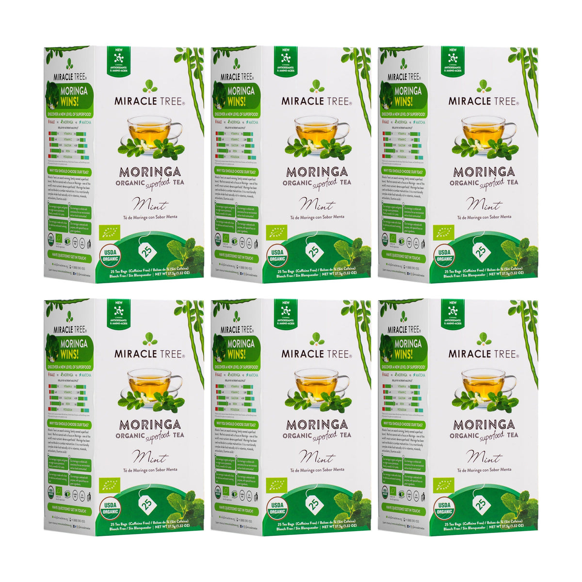 Organic Moringa Tea - Mint - Caffeine-Free Herbal Tea - Trending Wellness Store
