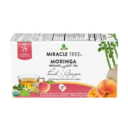 Organic Moringa Tea - Peach & Ginger - Caffeine-Free Herbal Tea - Trending Wellness Store
