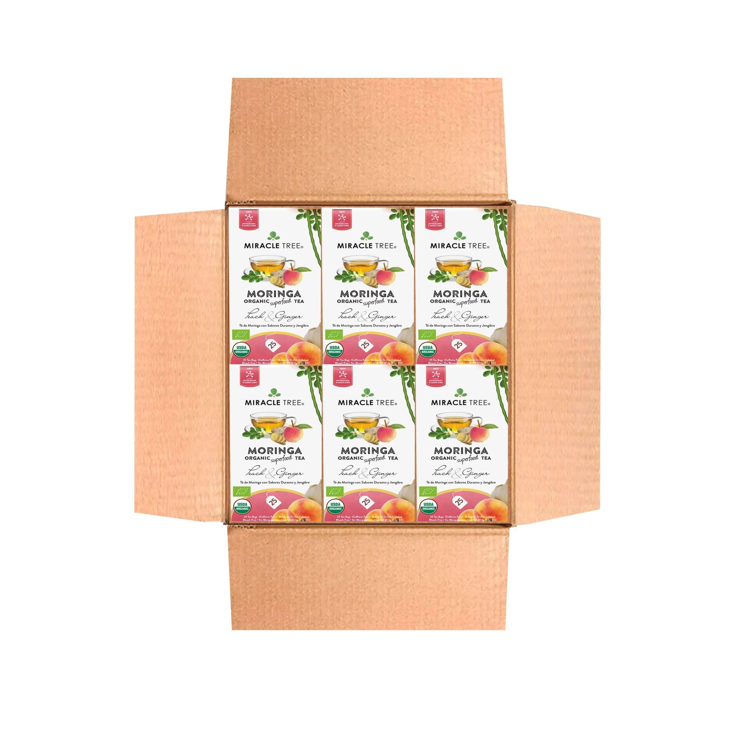 Organic Moringa Tea - Peach & Ginger - Caffeine-Free Herbal Tea - Trending Wellness Store