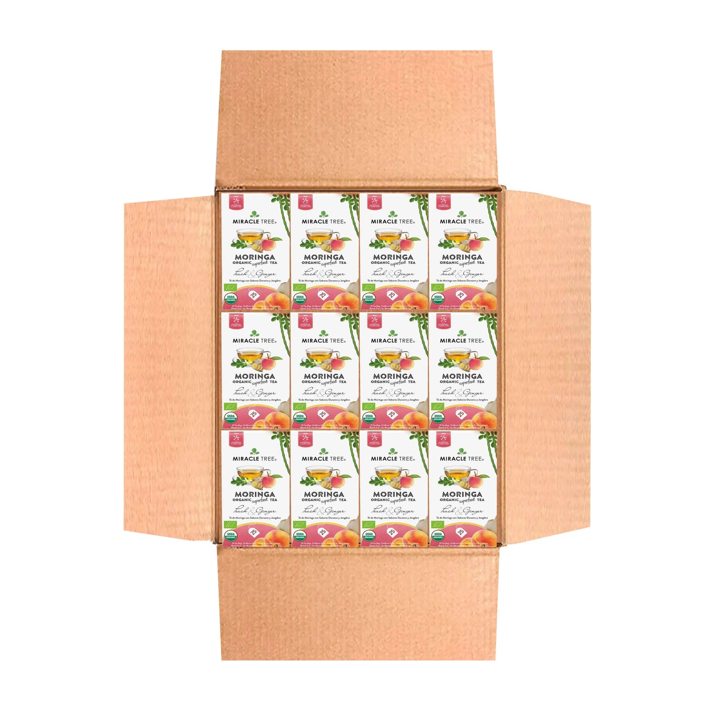 Organic Moringa Tea - Peach & Ginger - Caffeine-Free Herbal Tea - Trending Wellness Store