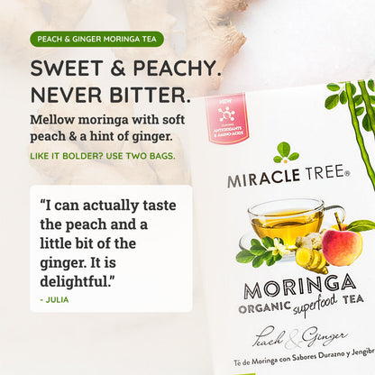 Organic Moringa Tea - Peach & Ginger - Caffeine-Free Herbal Tea - Trending Wellness Store