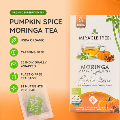 Organic Moringa Tea - Pumpkin Spice - Caffeine-Free Herbal Tea - Trending Wellness Store