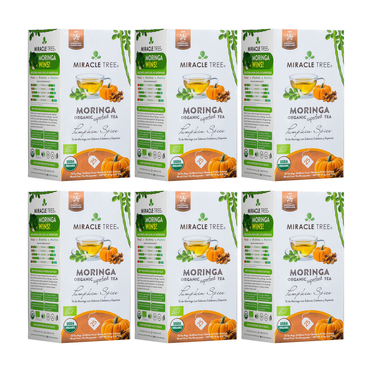 Organic Moringa Tea - Pumpkin Spice - Caffeine-Free Herbal Tea - Trending Wellness Store