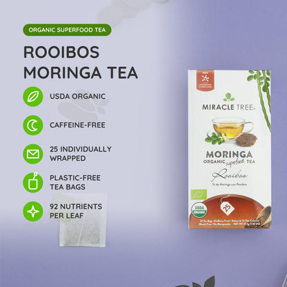 Organic Moringa Tea - Rooibos - Caffeine-Free Herbal Tea - Trending Wellness Store