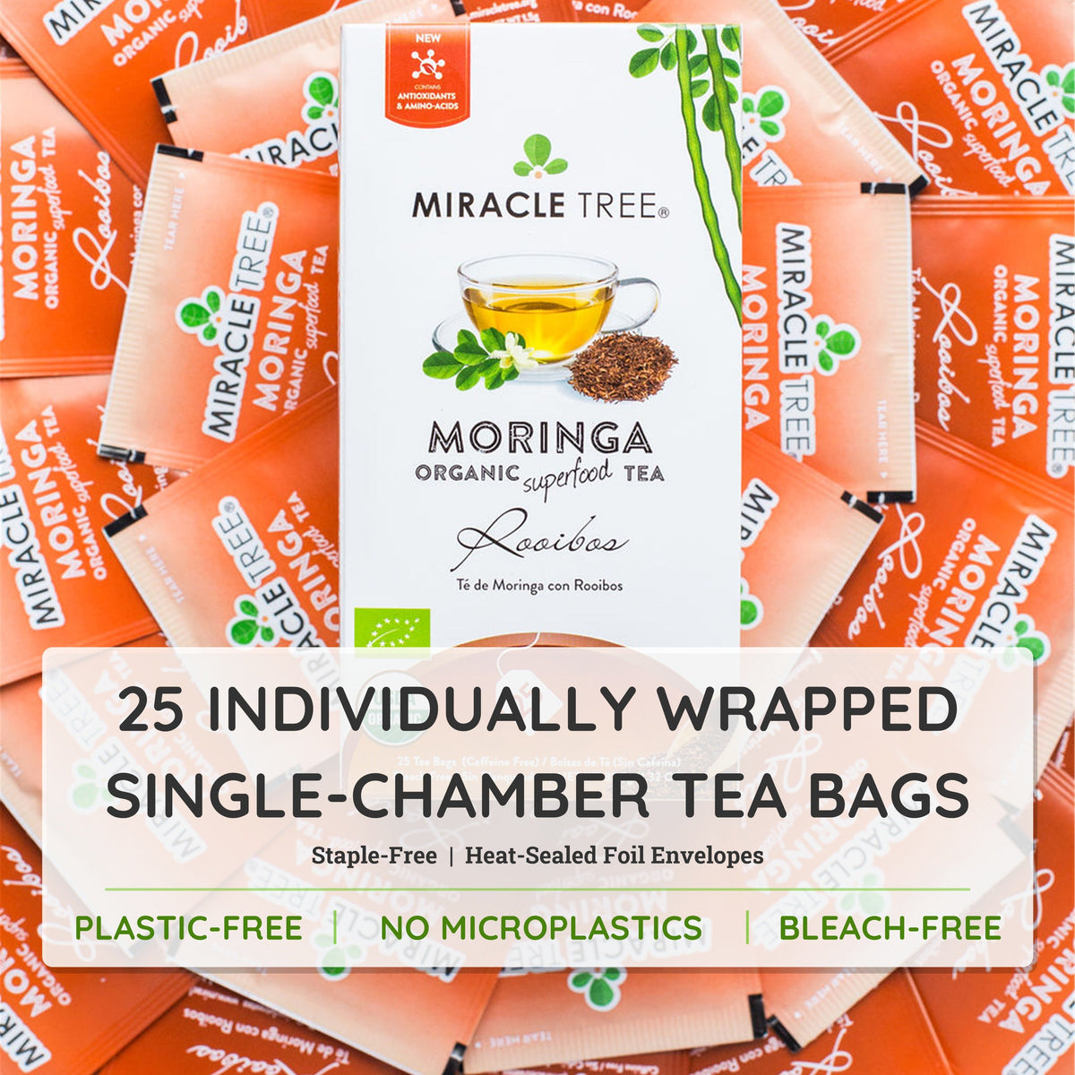 Organic Moringa Tea - Rooibos - Caffeine-Free Herbal Tea - Trending Wellness Store