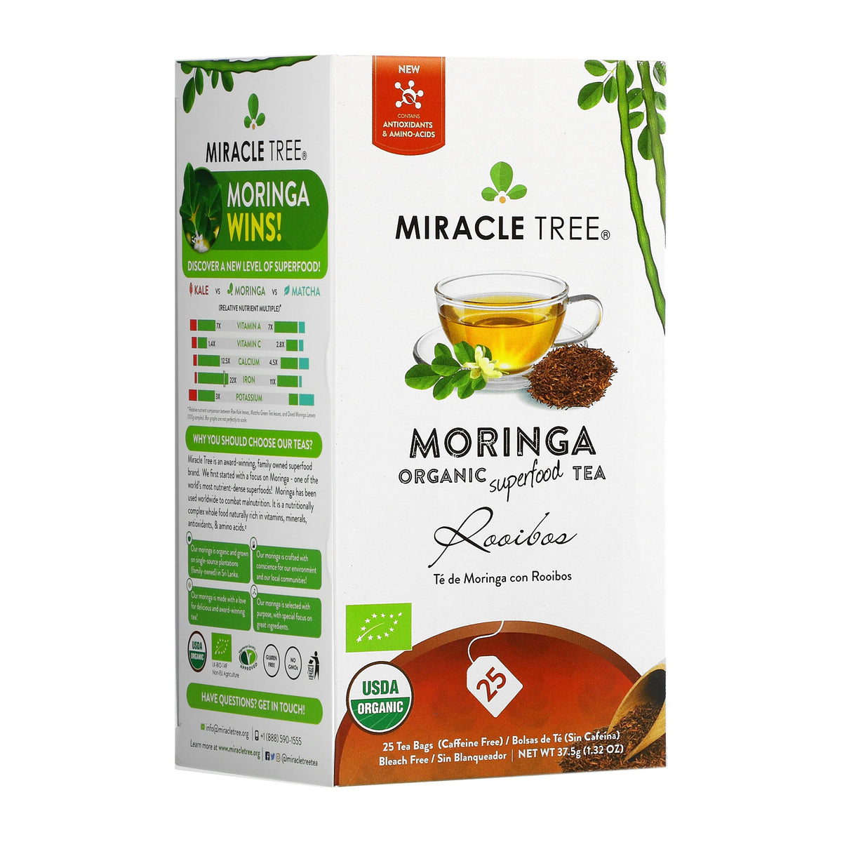Organic Moringa Tea - Rooibos - Caffeine-Free Herbal Tea - Trending Wellness Store