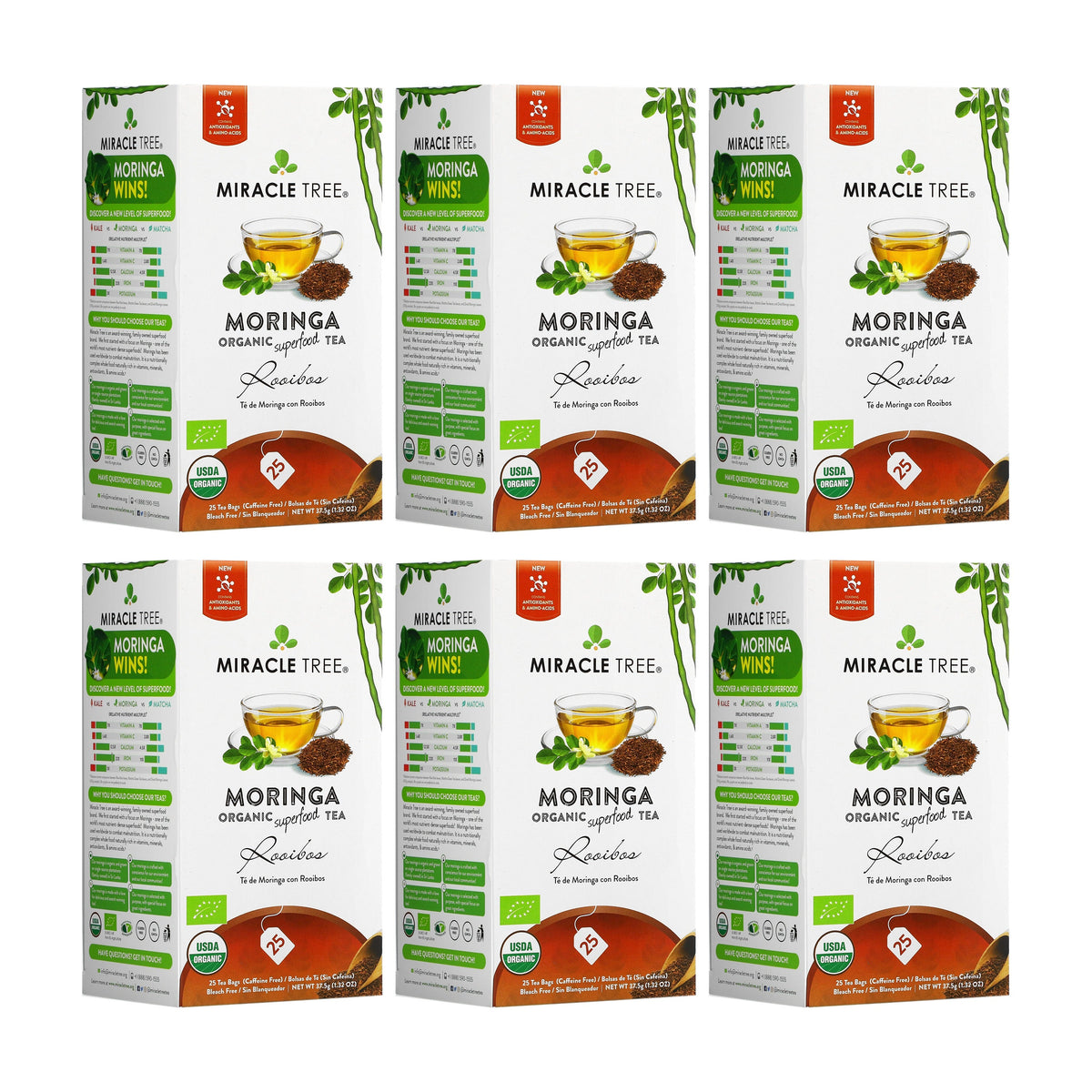 Organic Moringa Tea - Rooibos - Caffeine-Free Herbal Tea - Trending Wellness Store