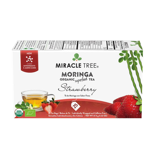 Organic Moringa Tea - Strawberry - Caffeine-Free Herbal Tea - Trending Wellness Store