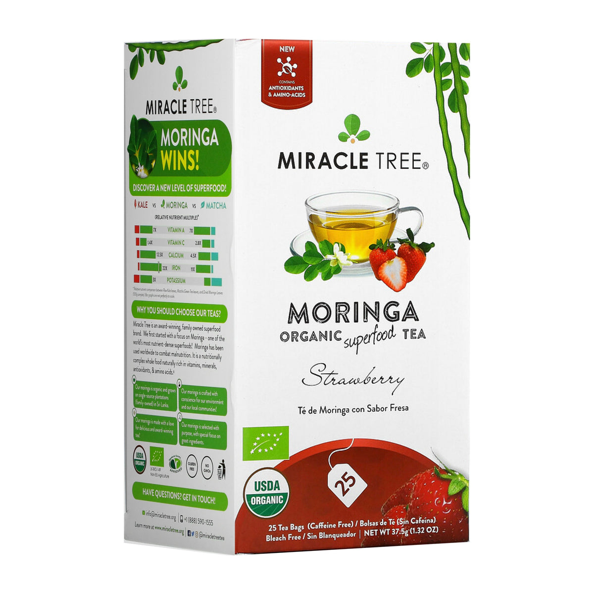 Organic Moringa Tea - Strawberry - Caffeine-Free Herbal Tea - Trending Wellness Store