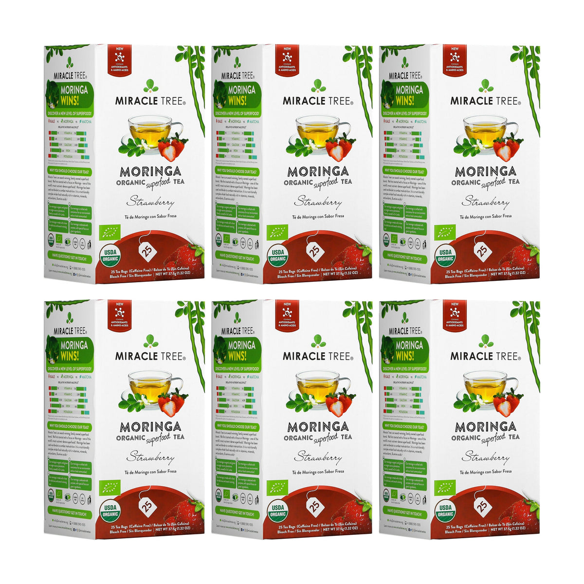 Organic Moringa Tea - Strawberry - Caffeine-Free Herbal Tea - Trending Wellness Store