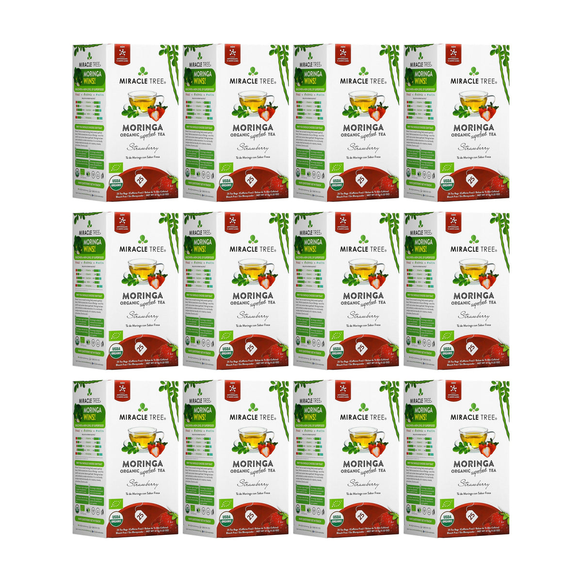 Organic Moringa Tea - Strawberry - Caffeine-Free Herbal Tea - Trending Wellness Store