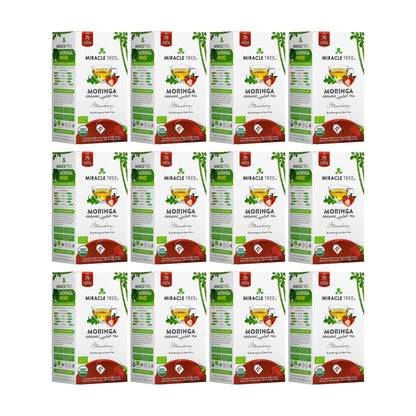 Organic Moringa Tea - Strawberry - Caffeine-Free Herbal Tea - Trending Wellness Store
