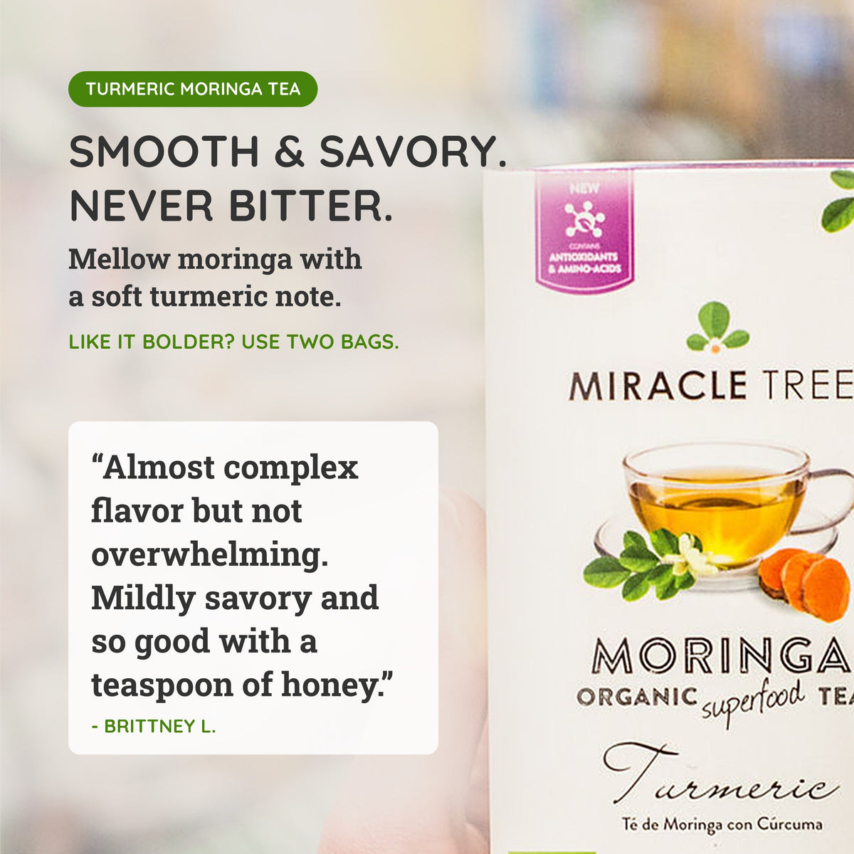 Organic Moringa Tea - Turmeric - Caffeine-Free Herbal Tea - Trending Wellness Store