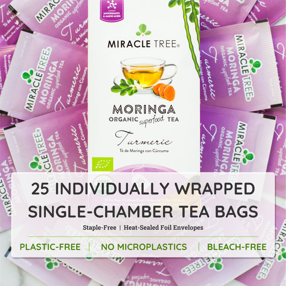 Organic Moringa Tea - Turmeric - Caffeine-Free Herbal Tea - Trending Wellness Store