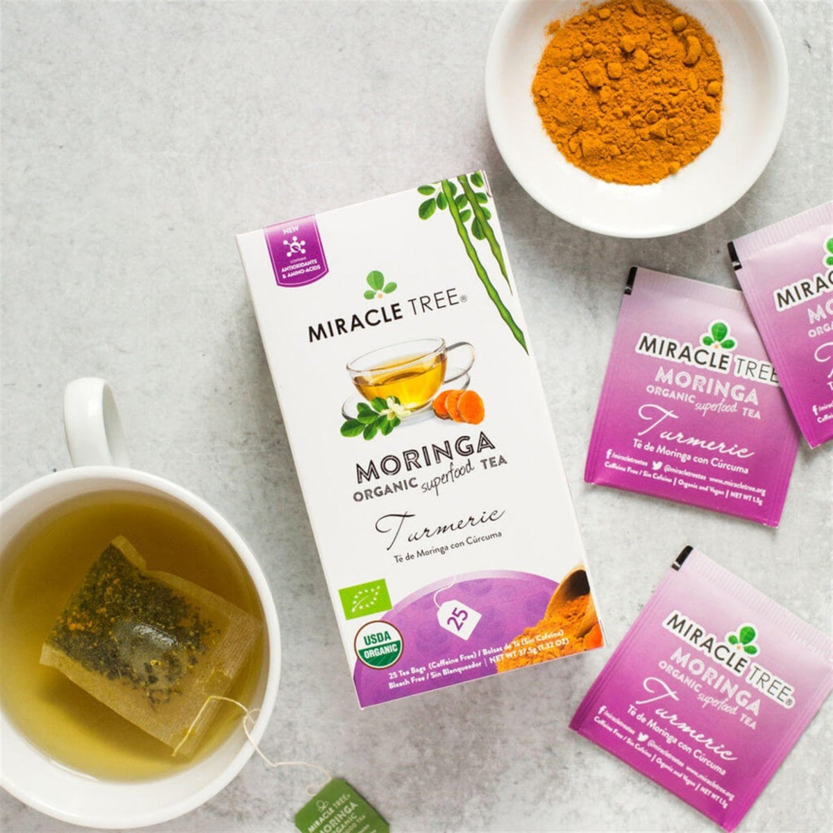 Organic Moringa Tea - Turmeric - Caffeine-Free Herbal Tea - Trending Wellness Store