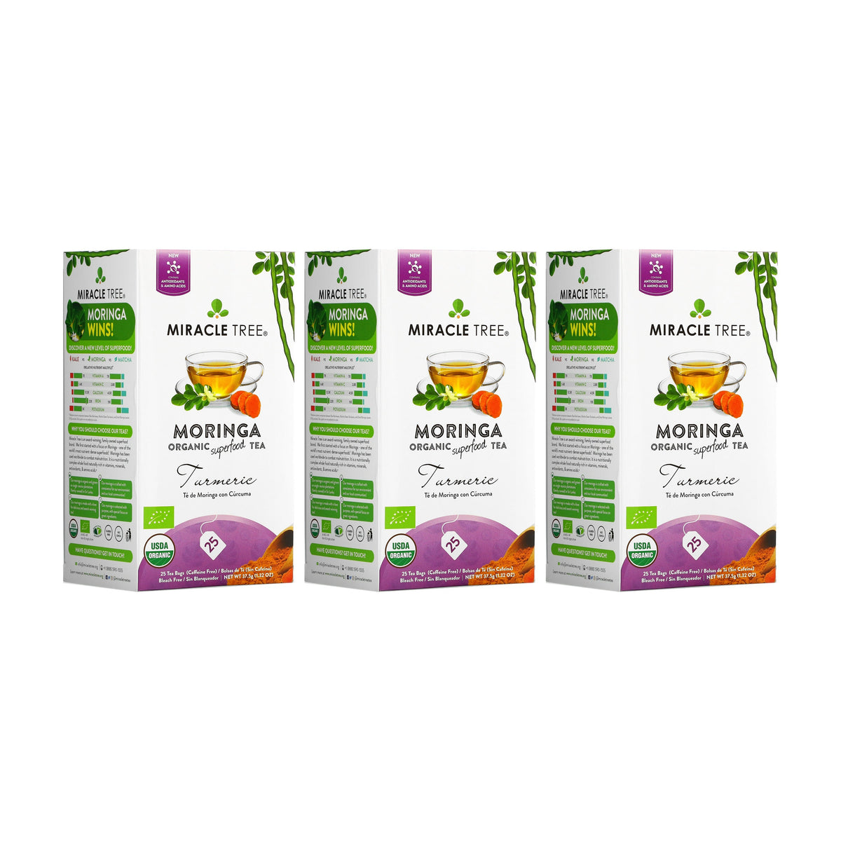 Organic Moringa Tea - Turmeric - Caffeine-Free Herbal Tea - Trending Wellness Store