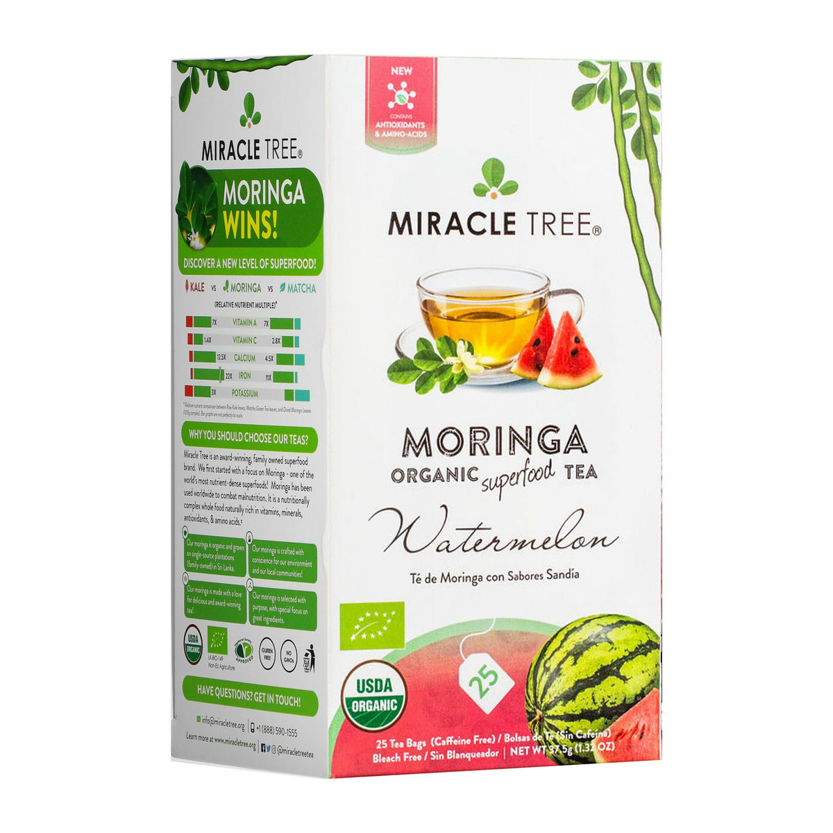Organic Moringa Tea - Watermelon - Caffeine-Free Herbal Tea - Trending Wellness Store