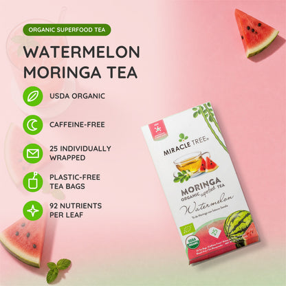Organic Moringa Tea - Watermelon - Caffeine-Free Herbal Tea - Trending Wellness Store